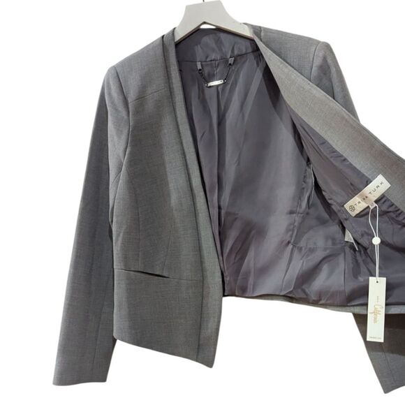 Trina Turk Gray Women's 10 Collarless Blazer NWT - Picture 4 of 10
